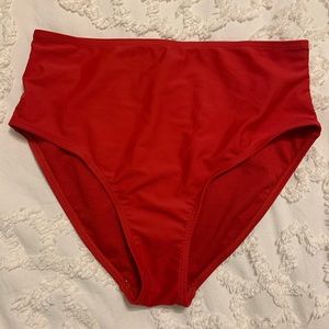 High waisted swimsuit bottoms- Red